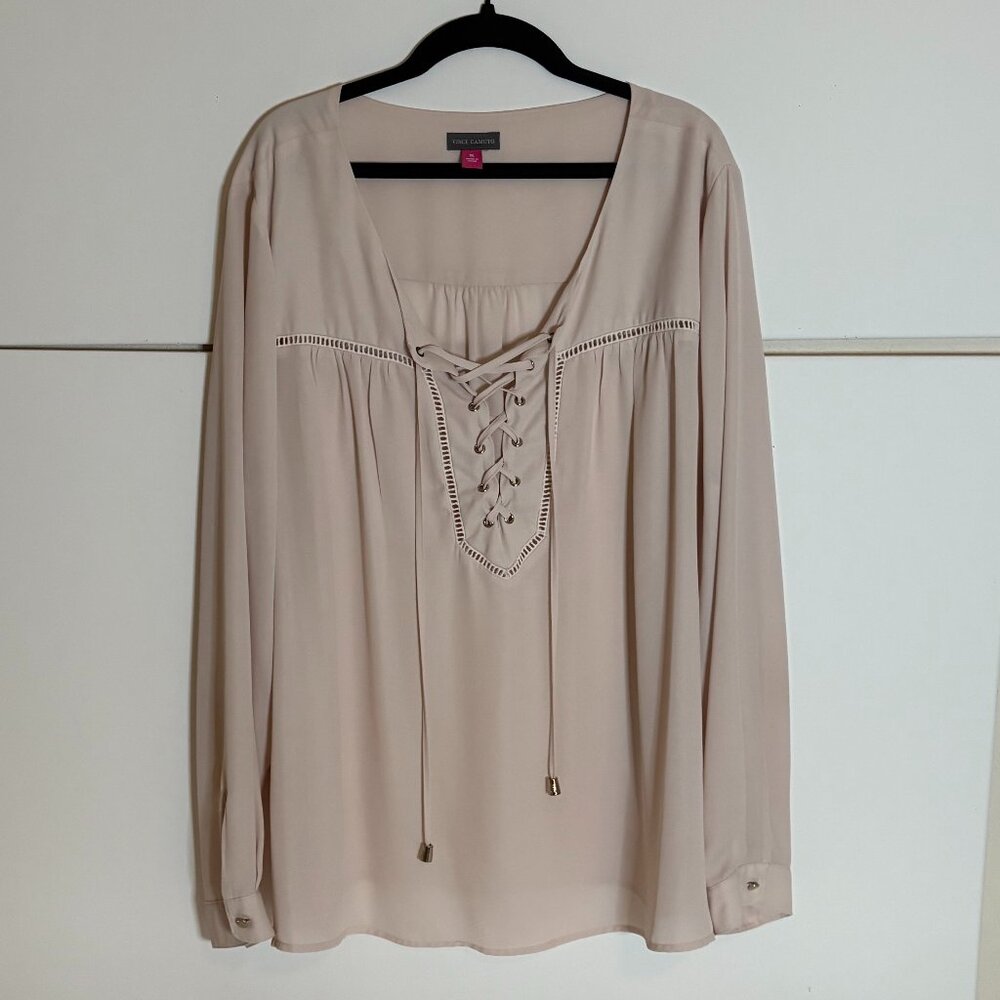 Vince Camuto Pink Blouse/Top V Criss Cross Tie Size XL